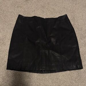 Free People Black Leather Mini Skirt